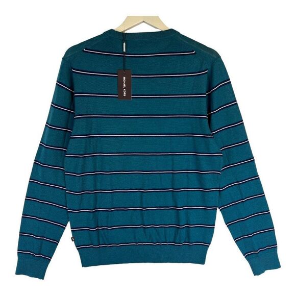 New Michael Kors Men US XL 100% Merino Wool Sweatshirt Crew Neck Green Pullover - Picture 3 of 9